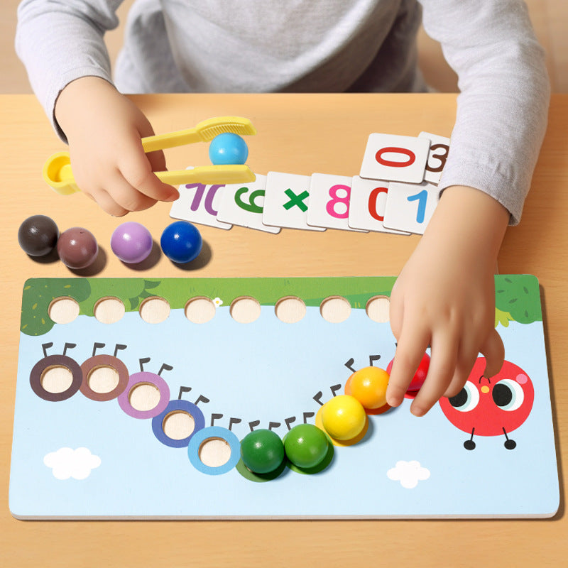 Early education puzzle children caterpillar calculation clip bead color cognition concentration training toy