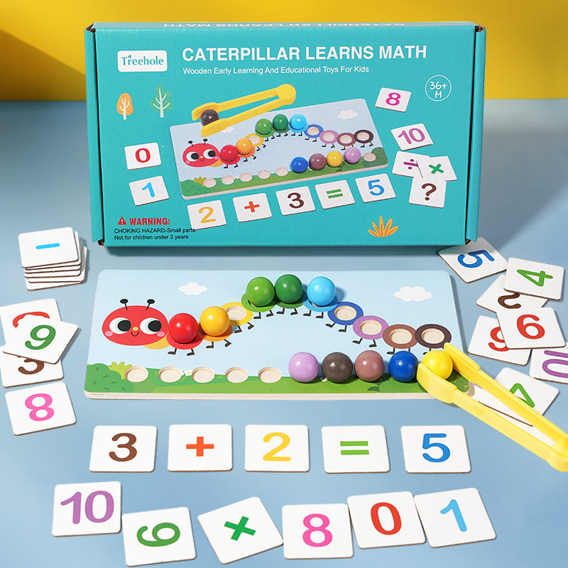 Early education puzzle children caterpillar calculation clip bead color cognition concentration training toy