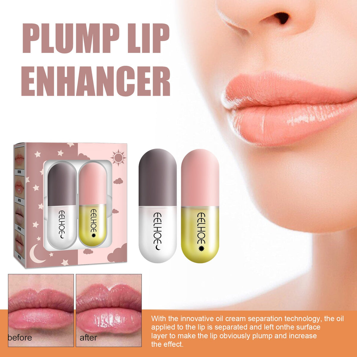 Day And Night Lip Moisturizing Capsule, Hydrates Increases Lip Elasticity And Volumizes Lip Duller Lip Plump Lip Liquid