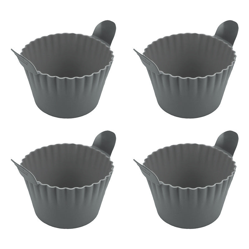 4-6 reusable silicone air fryer liners & baking cups – non-stick kitchen tools for eggs, cakes, meatballs.
