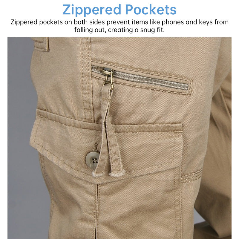 Men's Cotton Cargo Overalls for Camping & Hiking - Straight-Leg, Multi-Pocket Baggy Trousers