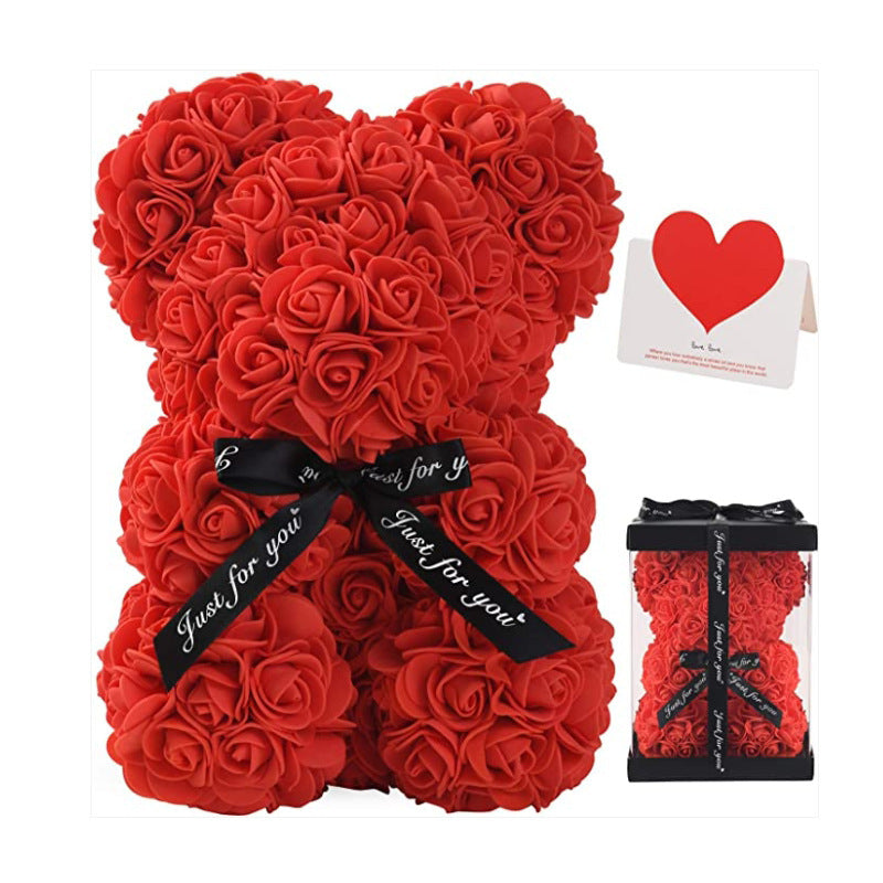 Mother's Day Gift 25cm Foam Flower Bear PE Rose Flower Bear PVC Gift Box Valentine's Day Cross-border Bestseller