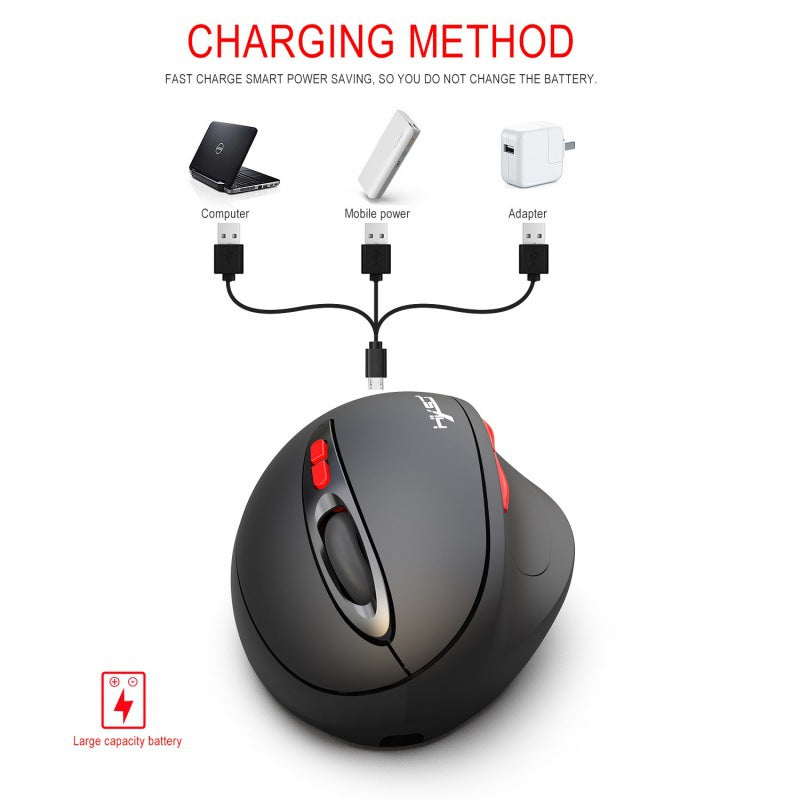 2.4G wireless mouse rechargeable vertical mouse with 7 buttons ergonomic design