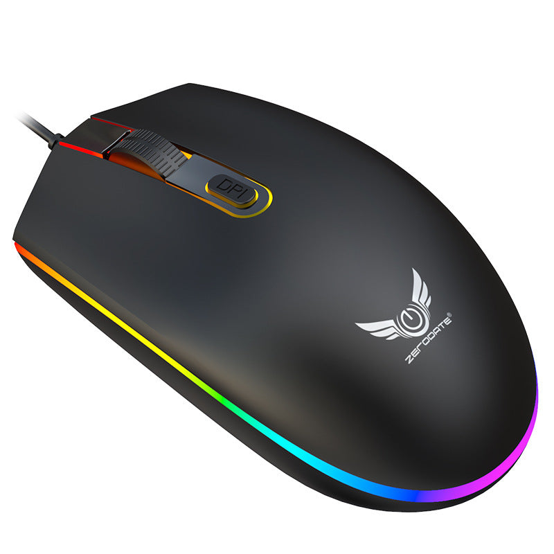 USB illuminated wired mouse, computer peripherals, e-sports games, colorful RGB scrolling light mouse