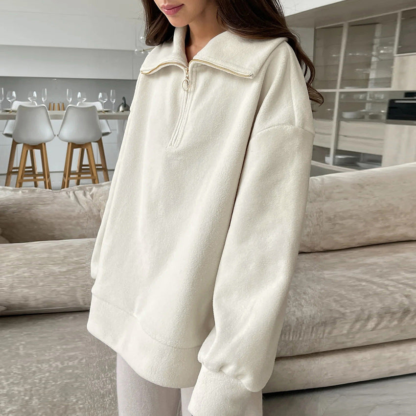 European and American zipper collar top fashionable and versatile sports hoodie