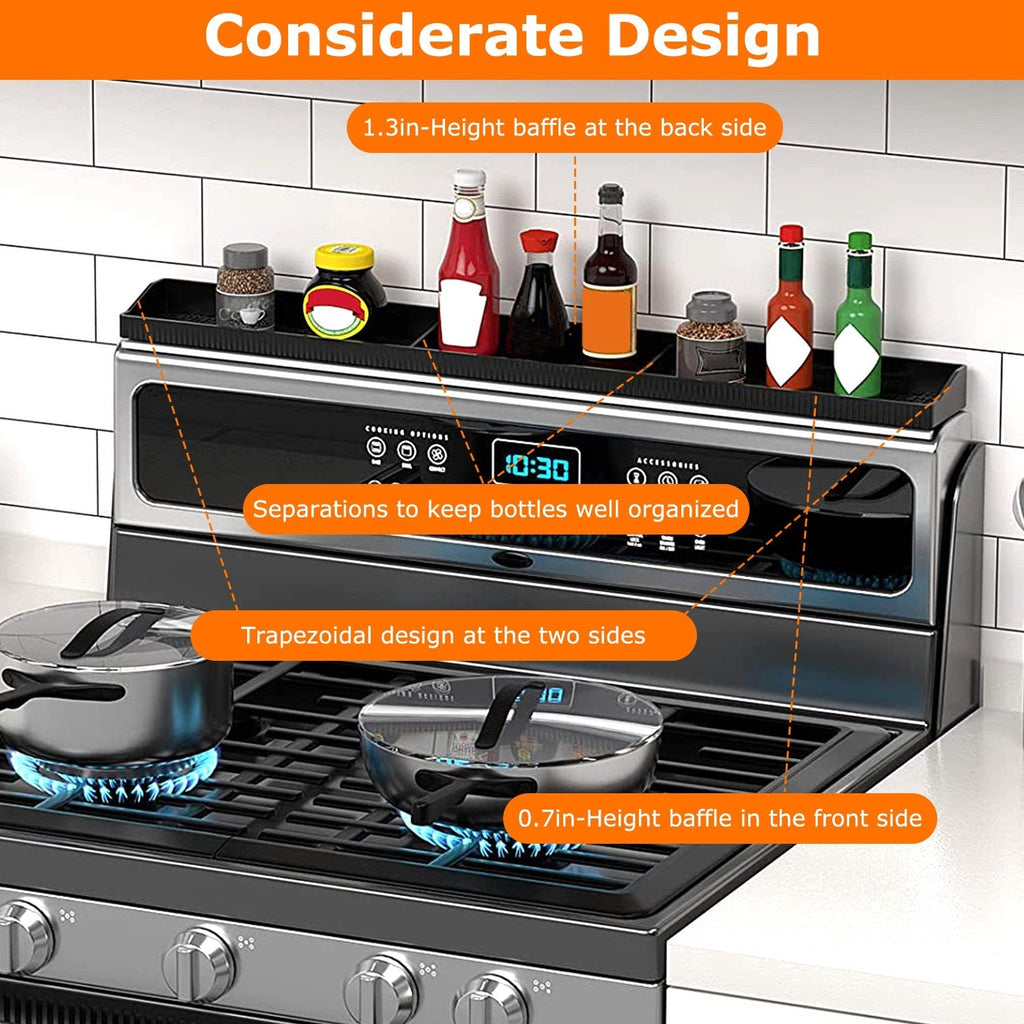 Magnetic Stove Top Shelf Silicone Over Stove Spice Rack Non-Slip Kitchen Oven Shelf Organizer for Kitchen Stove