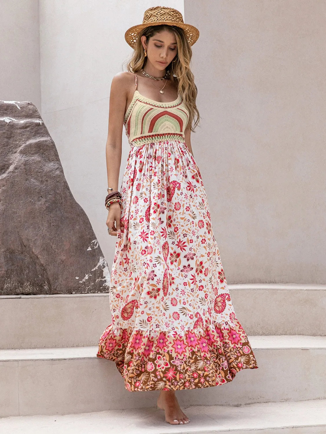 Printed Scoop Neck Cami Dress