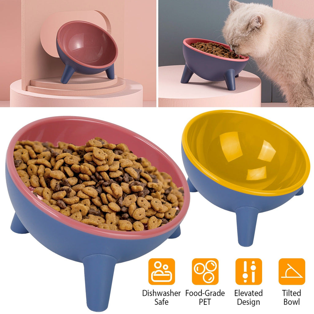 Raised Tilted Elevated Cat Food Bowl Pet Backflow Prevention Water Dish Feeding Bowl for Cats Small Dogs