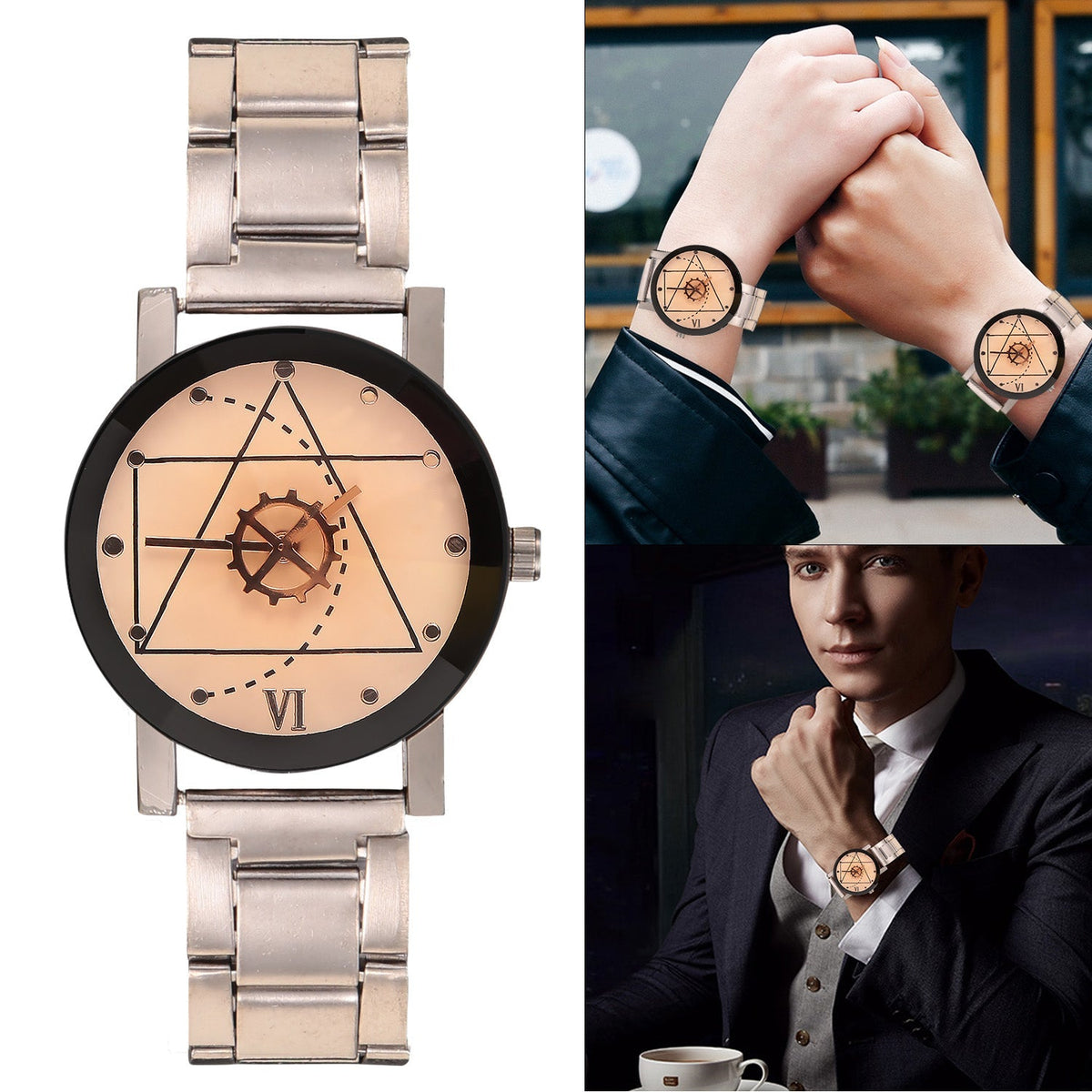 Couples Quartz Watch Men Women Stainless Steel Wrist Watch Ultra-Thin Cutting Craft Luxury Fashion