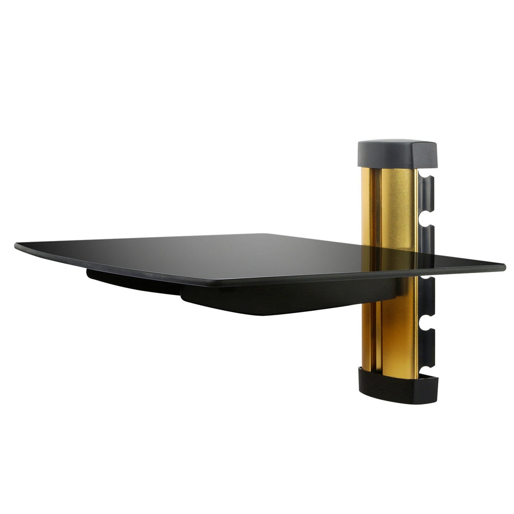 Floating Wall Mounted Strengthened Tempered Glass Shelf for DVD Cable Boxes