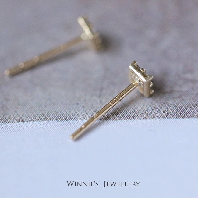 Gold-Plated Sterling Silver Carbink Square Stud Earrings