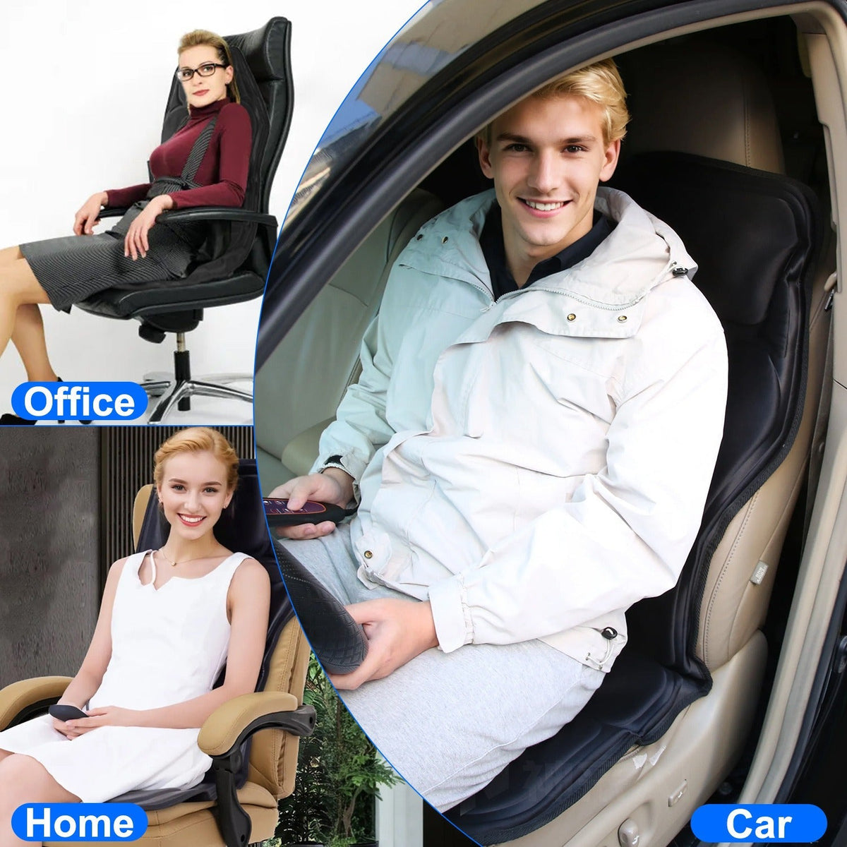Full Body Massage Chair Pad with Heat Multifunctional Back Massager with Pinpoint Massage Vibration Timer for Home Office Car Use