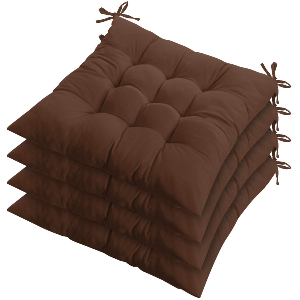 4Pcs Chair Cushion Pads Pillow 15.75x15.75x2.37in Soft Tie On Square Sitting Mats For Home Office Car Sitting Travel