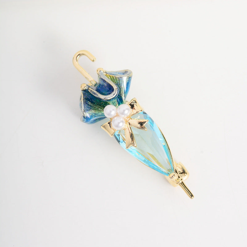 Enamel Zircon Umbrella Clothing Pin