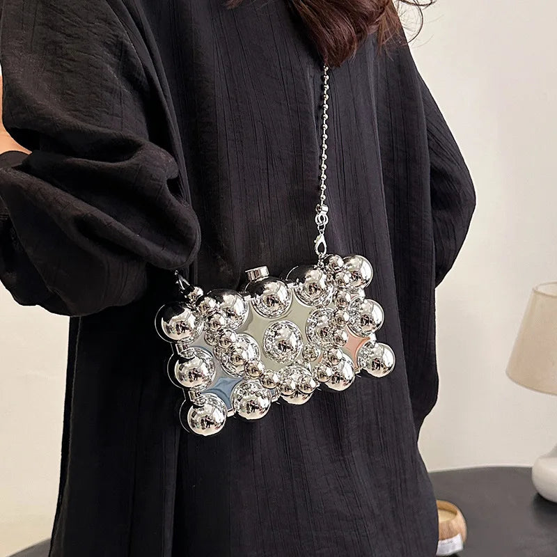 Fashionable mini lipstick bag trendy and versatile pearl chain crossbody bag