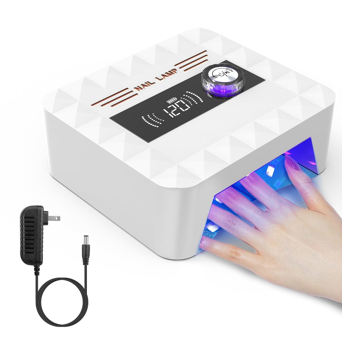 120W Cordless UV Nail Lamp Rechargeable Gel Curing Lamp Gel Polish Light Nail Dryer with LED Display 1-120S Timer Settings 30 LED Beads for Salon and