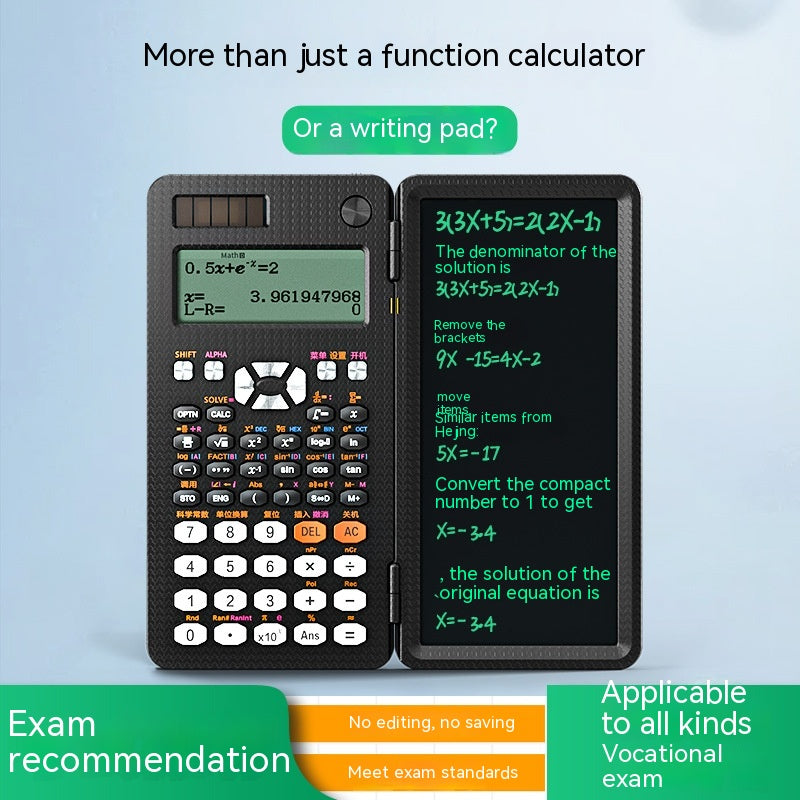 Foldable 2-in-1 Scientific Calculator and Handwriting Tablet