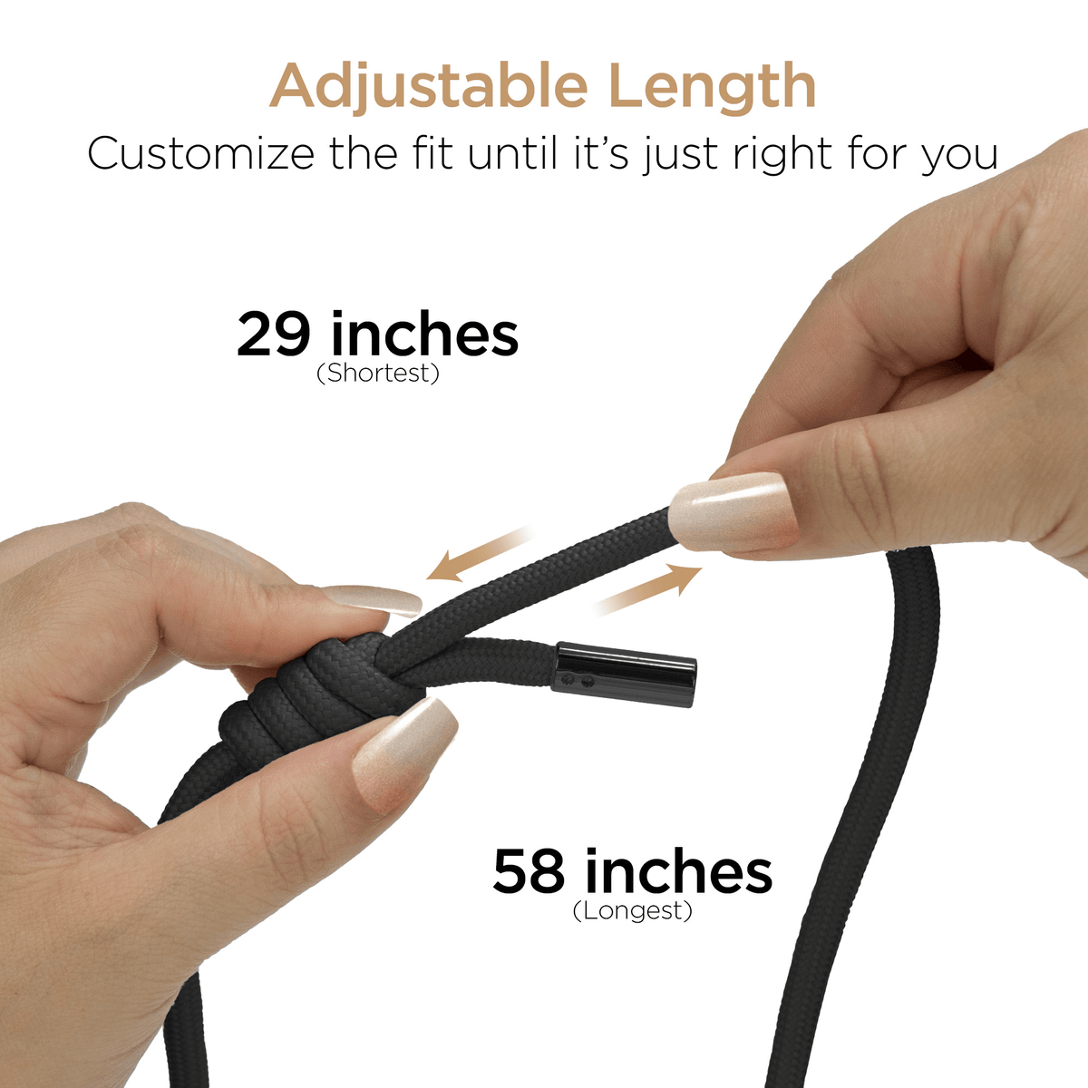 HyperGear TECHcessories Black Braided Rope Universal Crossbody Phone Strap