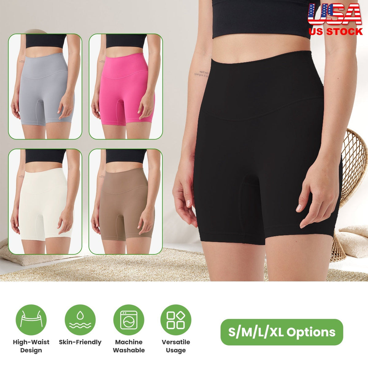Women\'s High Waist Biker Shorts Tummy Control Pants Athletic Leggings Spandex Booty Shorts with 6.3In Inseam No Front Seam for Workout Yoga Running V