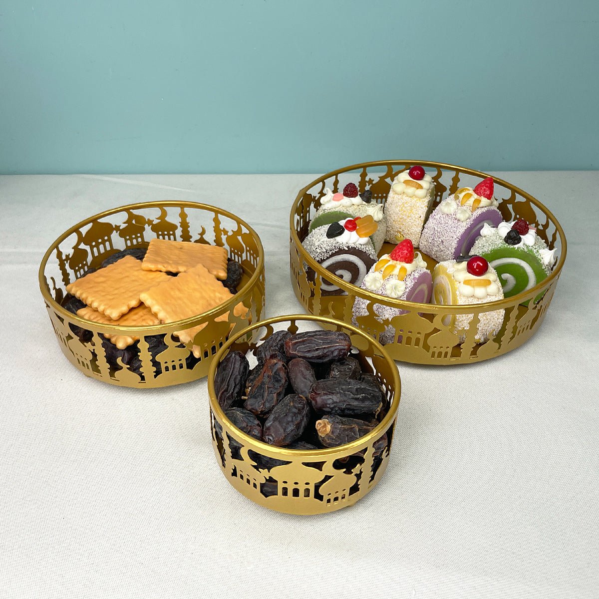 Festive Ramadan Iron Tray Candy Box 3-Piece Set (MAC382)