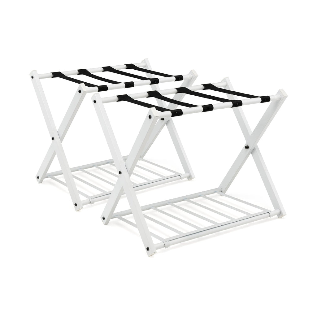 Set of 2 Folding Metal Luggage Rack Suitcase