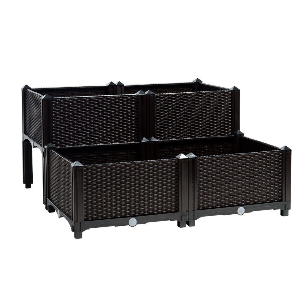 Set of 4 Elevated Flower Vegetable Herb Grow Planter Box
