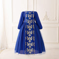 Girls Embroidered Princess Dress with Tulle Overlay(MKG022)