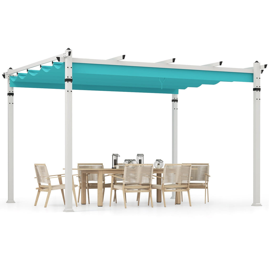 Outdoor Pergola with Retractable Canopy and Aluminum Frame
