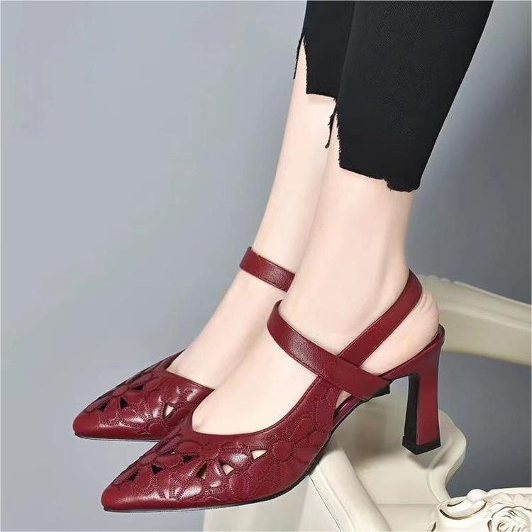 High heeled sandals with pointed hollow high heels for women