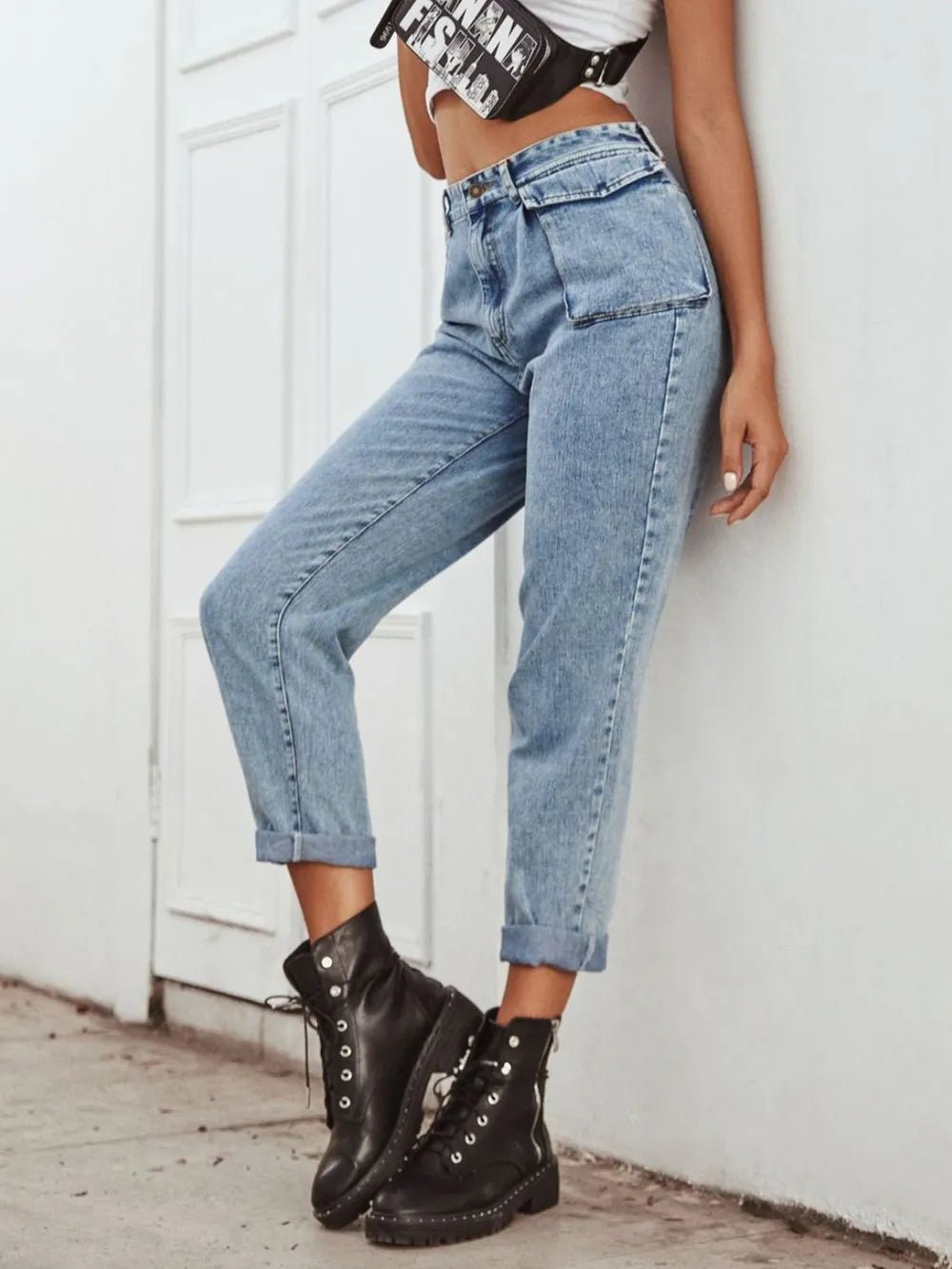 High Waist Straight Leg Jeans