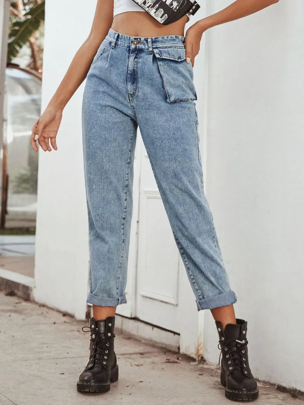 High Waist Straight Leg Jeans