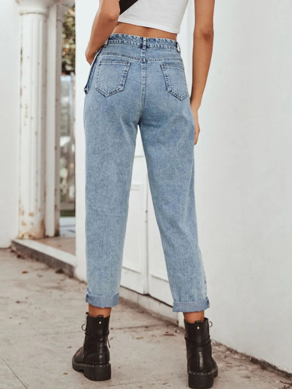 High Waist Straight Leg Jeans
