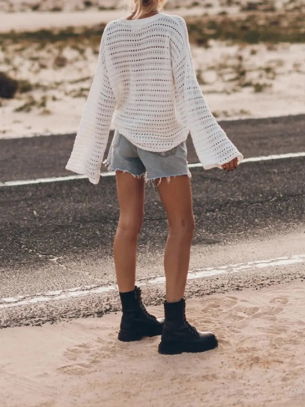 Hollow out cover shirt loose beach top sun protection shirt