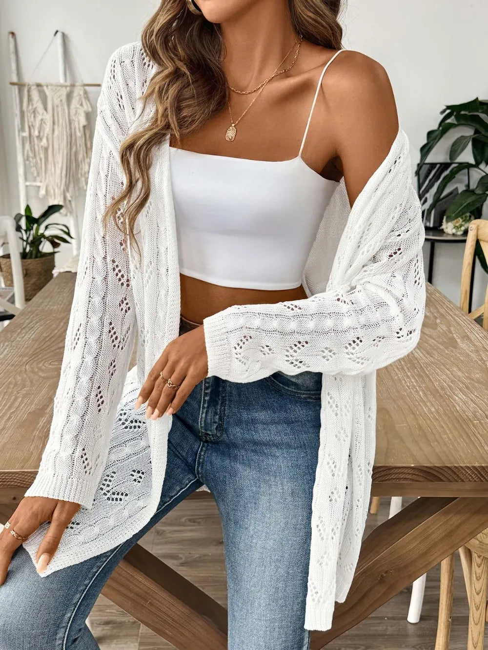 Hollow woven sweater without buttons air-conditioned sweater casual jacket