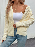 Hooded Twisted Flower Solid Color Sweater Cardigan