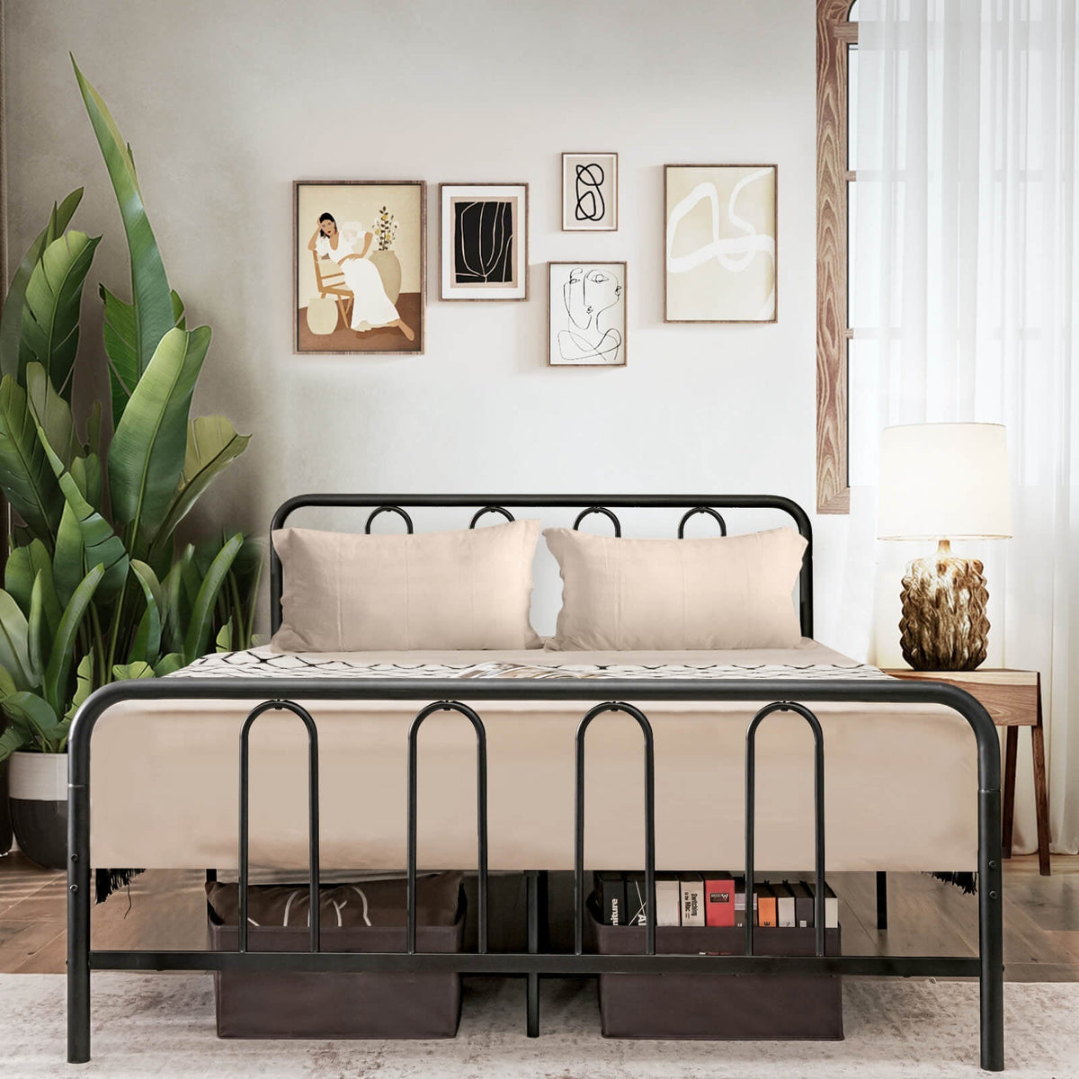 Full/Queen Size Metal Bed Frame with Headboard and Footboard