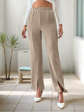 Modern solid color split straight trousers