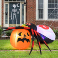4.9 x 4.6 Feet Inflatable Spider with Pumpkin and Rotating Light
