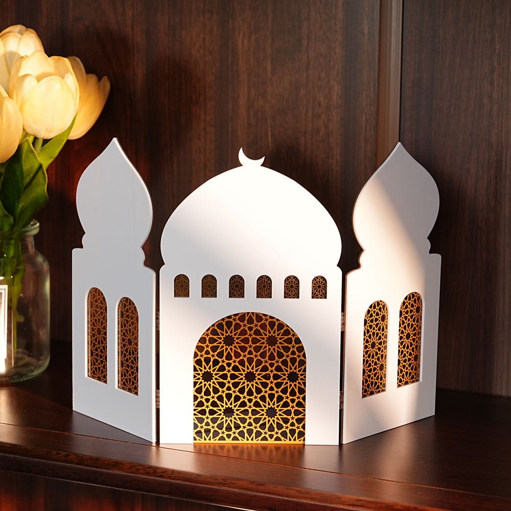 Islamic Acrylic Folding Screen Hollow Pattern Desktop Decor (MAC402)