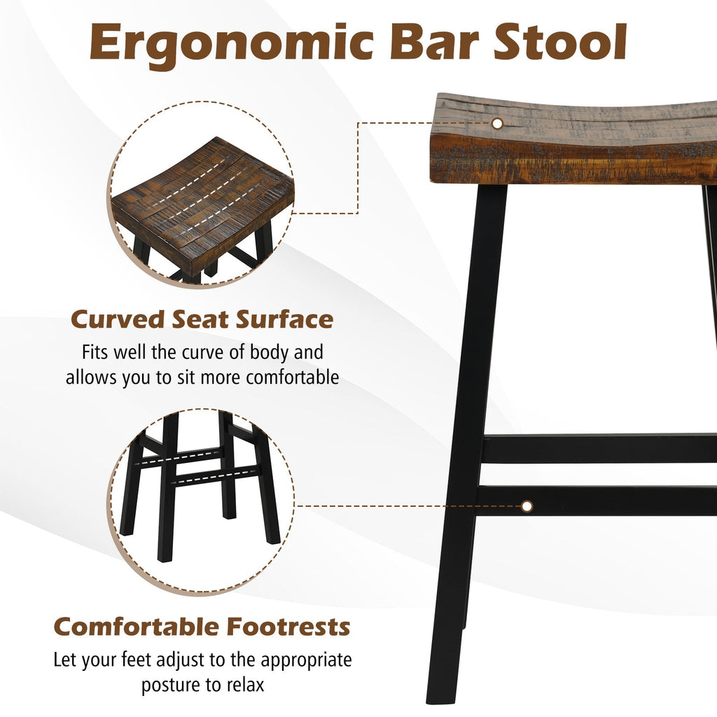 24 Inch Solid Wood Saddle-Seat with Curved Seat Surface and Comfortable Footrests