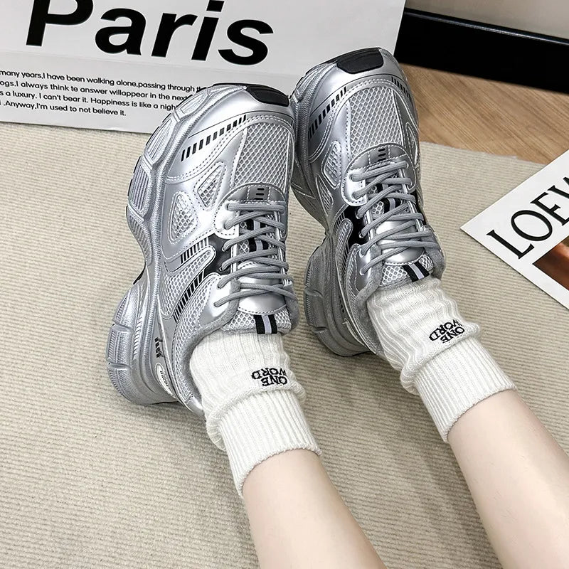 Lace Up Platform Athletic Shoes