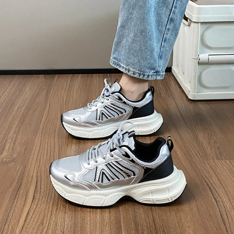 Lace-Up Platform Athletic Shoes