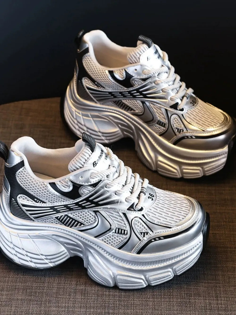 Lace Up Round Toe Platform Sneakers