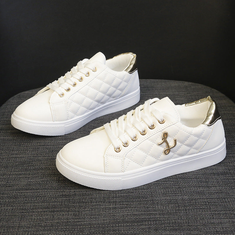 Little white shoes for women, lightweight, simple, fashionable, low top, flat bottom, versatile, women's trendy sports shoes