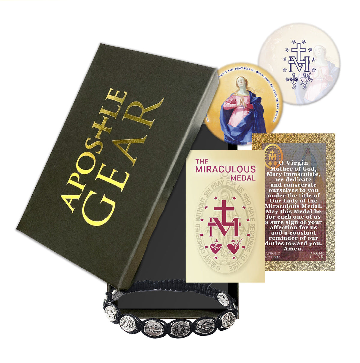 Black Miraculous Medal Bracelet