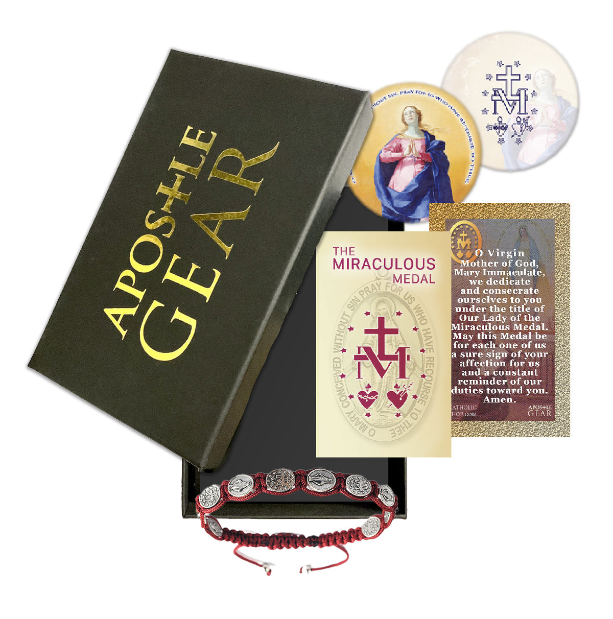Red Miraculous Medal Bracelet