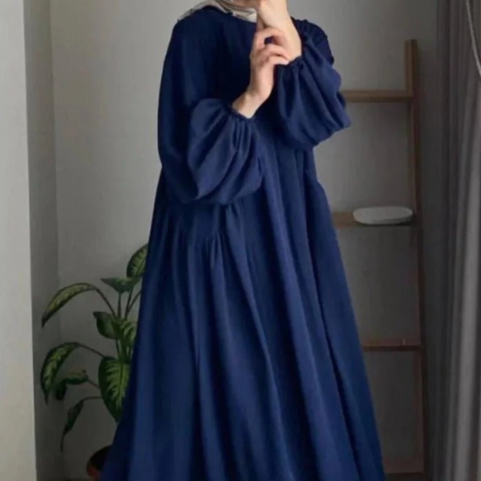 Modest Loose Fit Abaya with Lantern Sleeves | Ice Crepe Pullover Abaya (MA153)