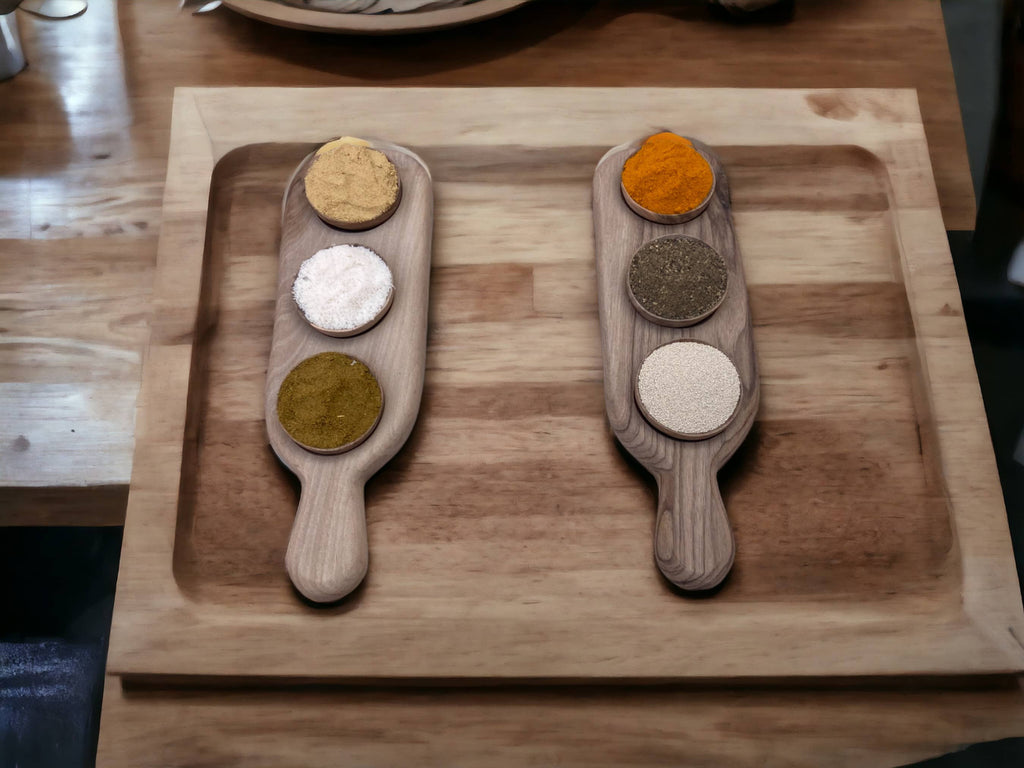 Handcrafted Spice Tray, Two Wooden Spice Tray, Walnut spice Sevring Board.