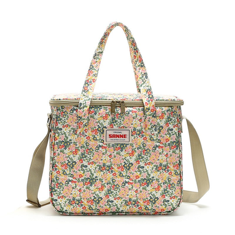 New Broken Flower Insulation Bag Large Capacity Student Lunch Box Bag Portable Aluminum Foil Ice Bag Outdoor Picnic Bag