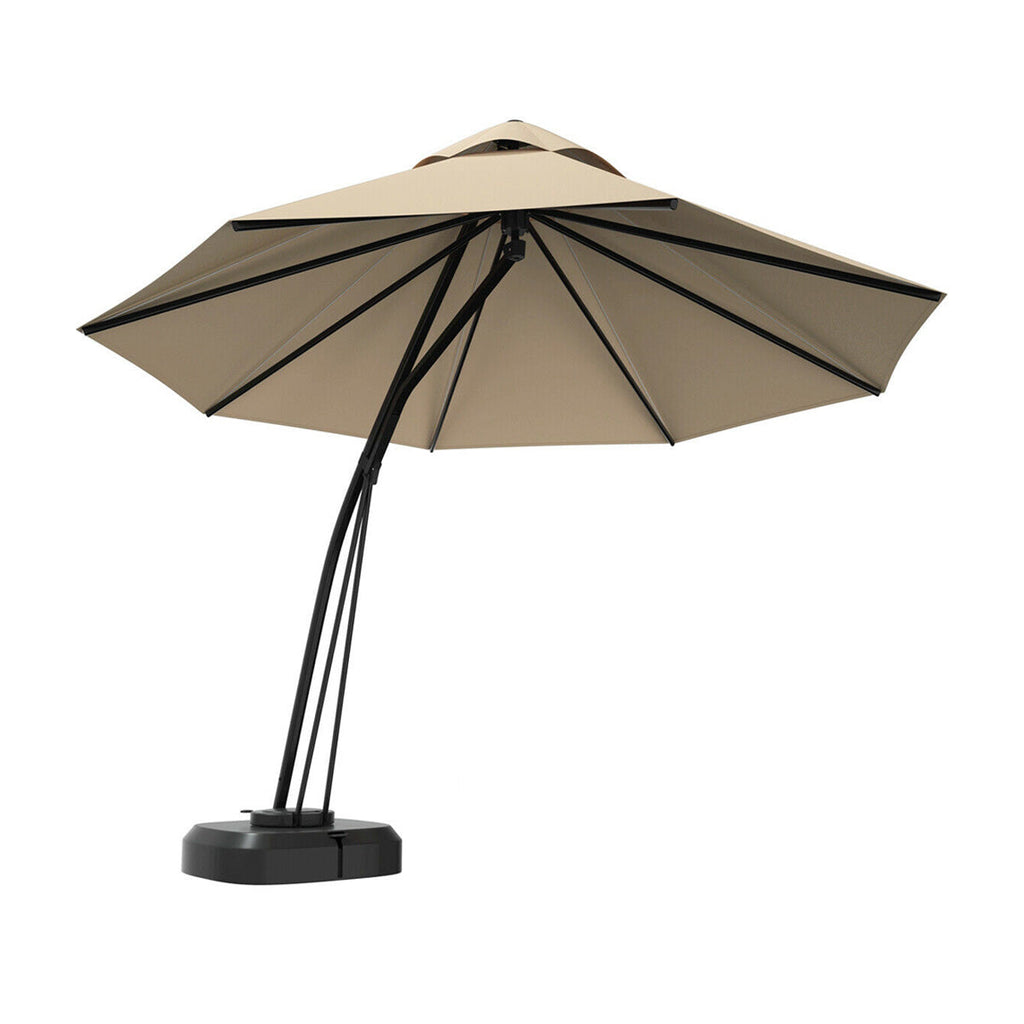 11 Feet Outdoor Cantilever Hanging Umbrella with Base and Wheels